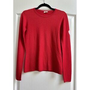 Red Envelope Silk Cashmere Sweater With Pink Heart on Sleeve Size S Red